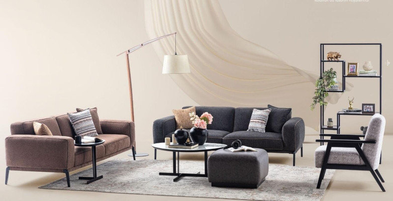 Couchgarnitur Dreisitzer Sessel Sofa Stoff 4tlg Stoffsofa Mehrfarbig 3+3+1+1