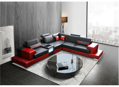 Tumma Ecksofa Nahka Olohuonekalusto Design Moderni So L-muotoinen Kahvipöytä