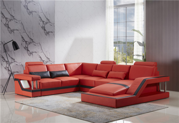 Design sohva Luxus sohva Nahka sohva Istuin kulma-ohjemateriaali Tyyny kulmasohva Punainen