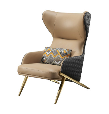 Sessel Relax Leder Lounge Club Polster  Design Couch Sofa Sitzer Luxus Beige Neu