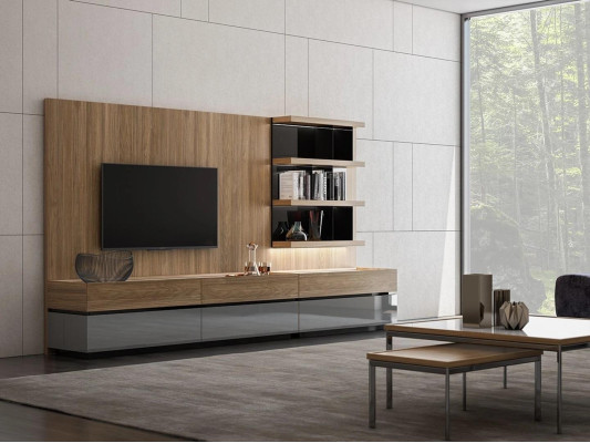 Wohnzimmermöbel Wohnwand 320 cm Einrichtung Braun Luxus Wand Regale