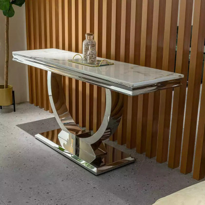 Hopea sideboard-konsolipöytä luxus-pöytä hopea kromi 120x40 cm