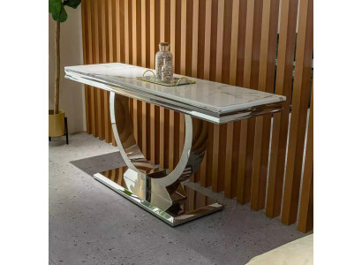 Hopea sideboard-konsolipöytä luxus-pöytä hopea kromi 120x40 cm