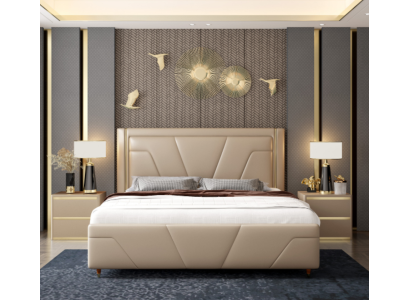 Makuuhuone Sänky Patja Design Huonekalut Luksus Kaksinkertainen Beige Sängyt Moderni