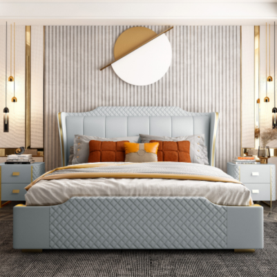 Bett Polster Design Luxus Kaksois Hotellivuode Makuuhuone Tekonahka