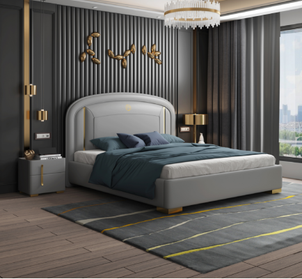 Kaksoissänky Sänky Puu Design Luksus Kaluste Pehmustettu sänky Design-sänky Sängyt