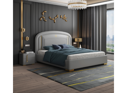 Kaksoissänky Sänky Puu Design Luksus Kaluste Pehmustettu sänky Design-sänky Sängyt
