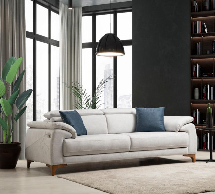 Eksklusiivinen harmaa-beige pyöreä sänky modernilla muotoilulla makuuhuoneeseen