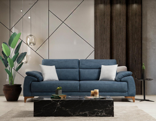 Sohva Olohuone Moderni Huonekalu Kolmen hengen sininen pehmustettu sohva Design