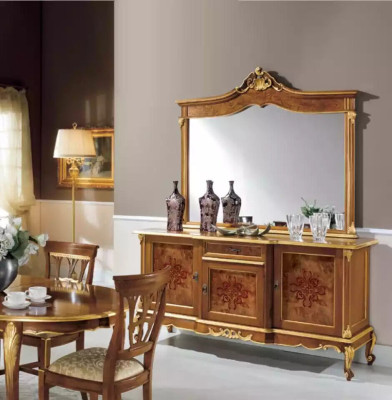 Sideboard-setti Italian huonekalut 2 kpl, kokopuinen sideboard peilin kanssa