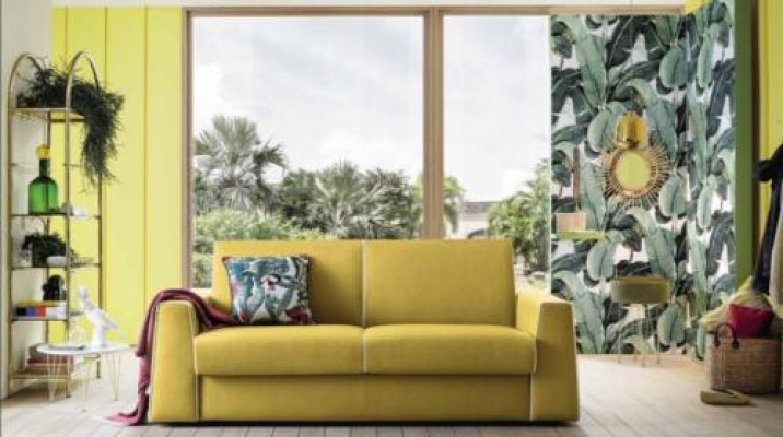Suunnittele olohuone keltainen sohva 3-paikkainen Alfitalia kangassohva pehmuste sohvat
