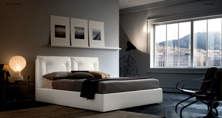 Luxusvuode Makuuhuone 160 x 200 cm Design Tekstiili Sänky Tyyny Kaksois Hotelli