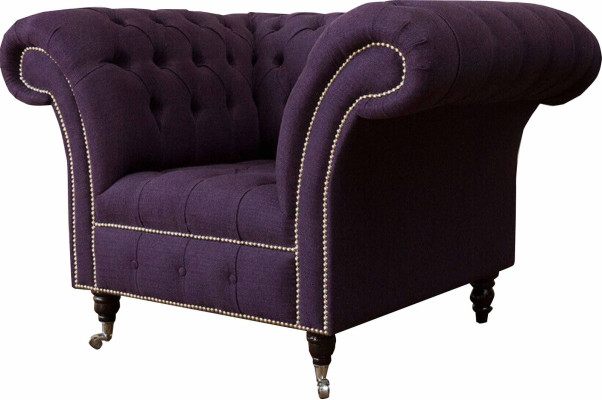 Sohva Yksistö Luxury 1 Istuin Istuin Design Tekstiili Liila kangas Chesterfield
