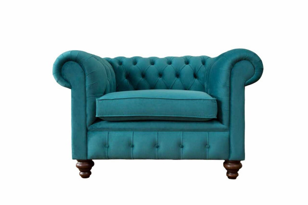 Sessel 1-istuttava Chesterfield-tyylinen pehmustettu sohva, design-luksussohva, uusi sohva