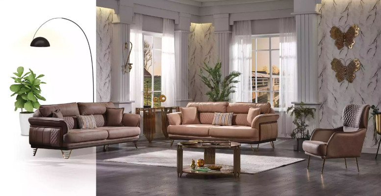 Ruskea sohvaryhmä Luxury 3+3+1 istuttava olohuonekaluste sohvat nojatuoli