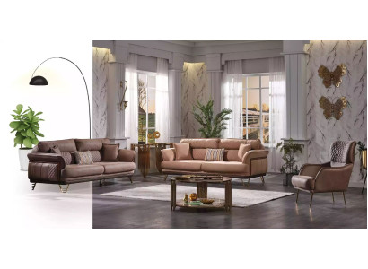 Ruskea sohvaryhmä Luxury 3+3+1 istuttava olohuonekaluste sohvat nojatuoli