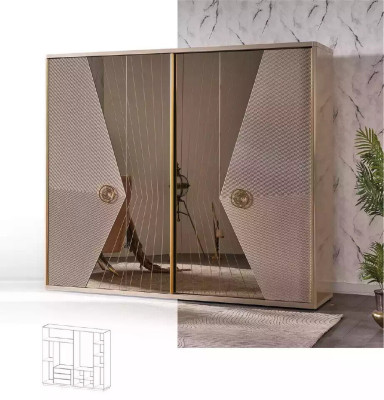 Beige vaatekaappi puukaapit makuuhuonekalut ruostumattomasta teräksestä tehty kaappi