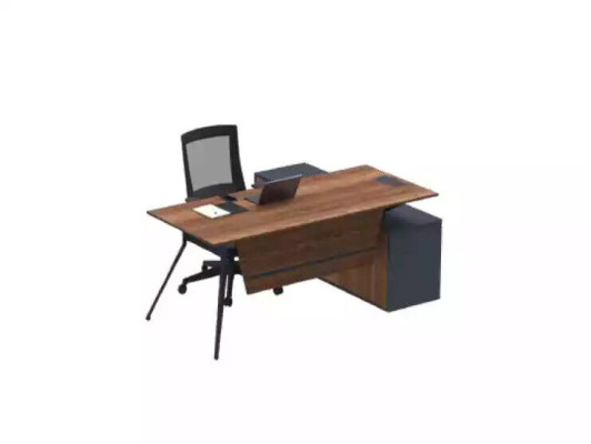Großer Brauner Eckschreibtisch Holzmöbel Einrichtung Arbeitszimmermöbel