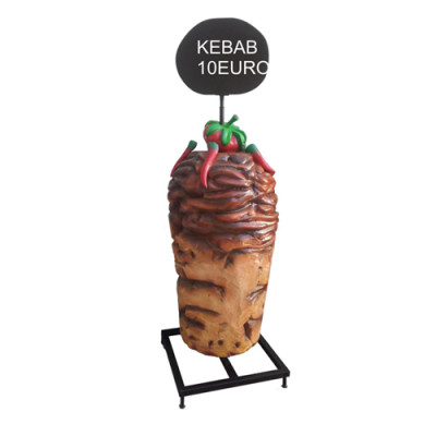Kebab-ravintolan näyttökuvio pöytämainos hintakyltti veistos kebab 200cm uusi