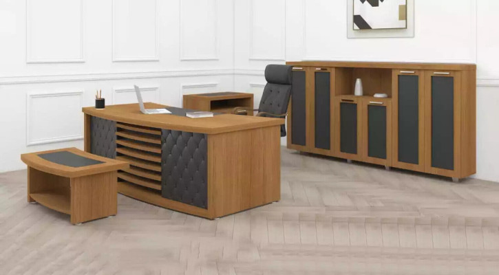 Design Büro Set Luxus Puu Huonekalut Kirjoituspöytä Kaappi Sisustus 4-osainen