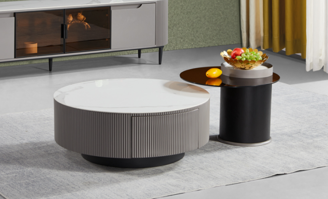 Pyöreä sarja 2x sohvapöytä kahvipöytä sivupöytä design olohuone