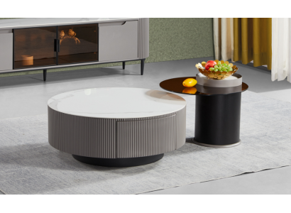 Pyöreä sarja 2x sohvapöytä kahvipöytä sivupöytä design olohuone