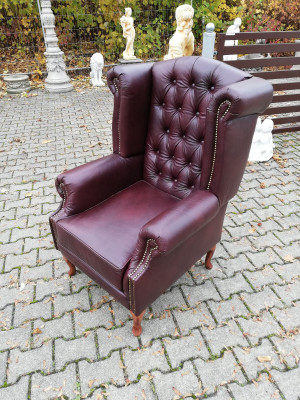 Nojatuoli Ohjesnojat Chesterfield-tuoli Istuinpehmuste Sova Lepotuoli Aito nahka Uusi!