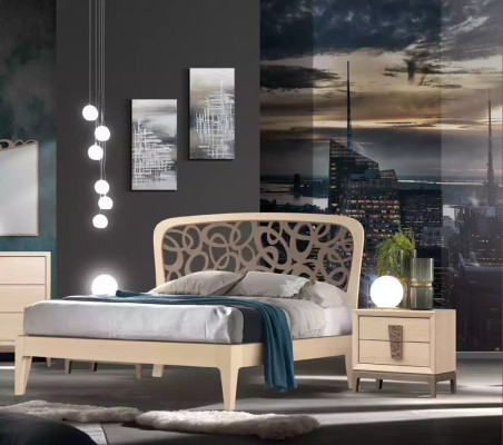 Makuuhuoneen sänky 2x yöpöytä design-huonekalu uusi 3-osainen moderni puu
