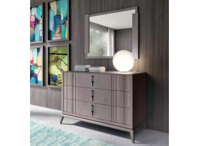 Makuuhuoneen sarja - Luxus-komero - Peili - Design-sivupöytä - ruskea - 2 kpl - puu
