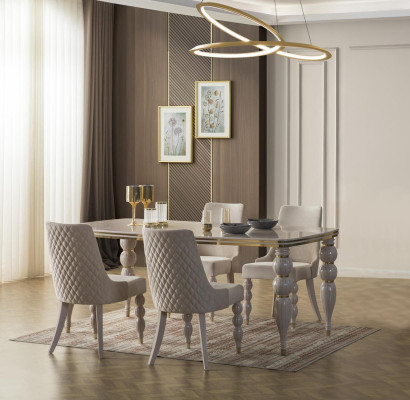 Beige ruokapöytä Luxuriösi puinen pöytä Designer ruokailuhuonekaluste Uusi