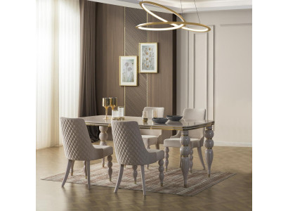 Beige ruokapöytä Luxuriösi puinen pöytä Designer ruokailuhuonekaluste Uusi