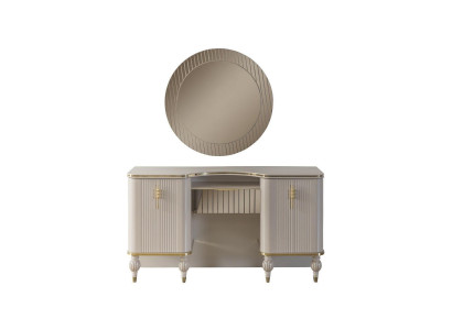 Beige meikkipöytä Designer kampaajapöytä Kosmetiikkapöytä Konsoli Peili