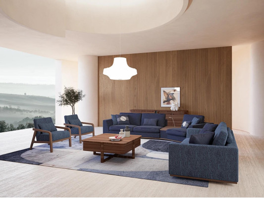 Moderni sarja Kaksipaikkainen Kolmipaikkainen Sofa Nukkakenkäsohva Luksus Kangassohva Design Nojatuoli Huonekalut