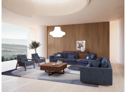 Moderni sarja Kaksipaikkainen Kolmipaikkainen Sofa Nukkakenkäsohva Luksus Kangassohva Design Nojatuoli Huonekalut