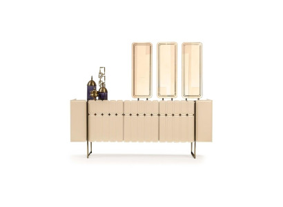 Moderni beige sivukaappi Luxuriöse tarjoilukaappi Eksklusiivinen x3 peili 4 osaa