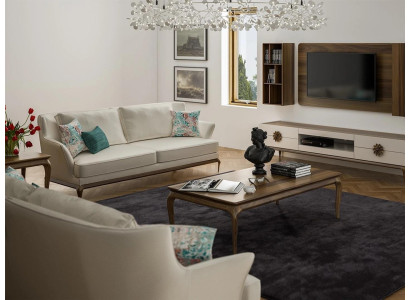 Modern Komplett 2x kolmen hengen soiva valkoinen tekstiili olohuoneen design sohvat sohva
