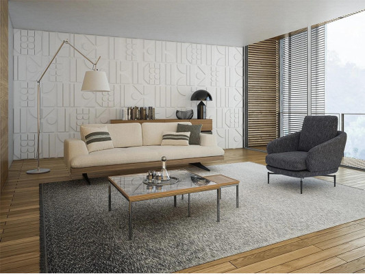 Olohuoneen sohvakolmikko Kolmen hengen sohva Design-nojatuoli Moderni sohvapöytä Uusi