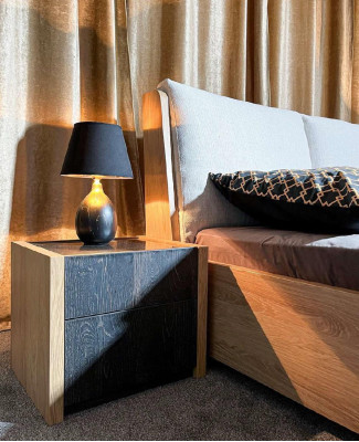 Yöpöytä Beige Makuuhuone Tyylikäs Design Luksus Puu Puu Yöpöydät