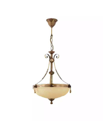 Lüster Deckenleuchter Lampe Deckenlampe Kronleuchter Glas Beige Art