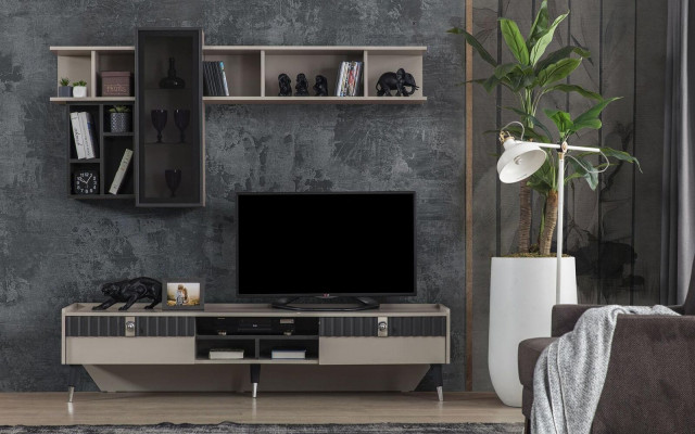 Eksklusiivinen sivukaappi Moderni hylly TV-teline Puinen lowboard Huonekalut Uusi