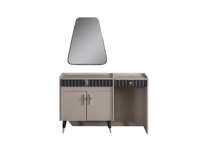 Beige meikkipöytä puu kosmetiikkapöytä design-konsoli peili 2-osainen