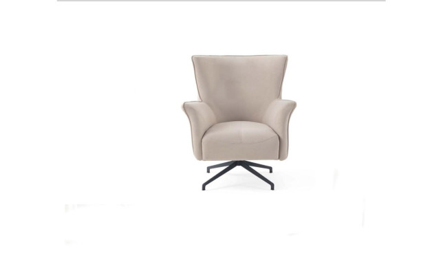 Beige olohuoneen yksistöinen designer-rentouttava nojatuoli metallijaloilla