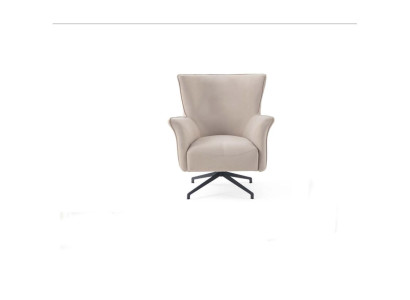 Beige olohuoneen yksistöinen designer-rentouttava nojatuoli metallijaloilla