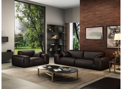 Musta sohvakalusto Luxury 3+1-paikkainen nahkasohva olohuonekaluste