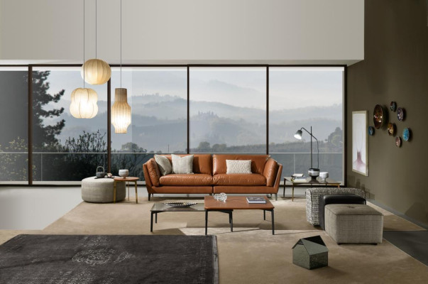 Sofa 3 Sitzer Braun Luxus Design Möbel Wohnzimmer Möbel Leder Prianera Stil Neu