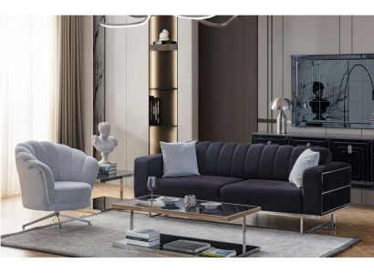 Istuinryhmä Moderni Tekstiili Sohva Designer Kolmipaikkainen Nojatuoli Tyyny