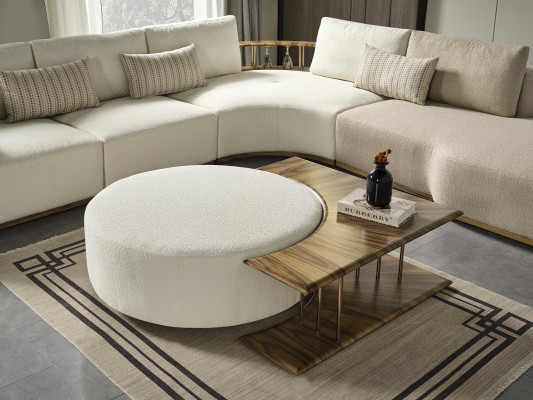 Hocker olohuone uusi puu tekstiili design tyyny valkoinen moderni
