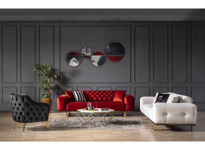 Värikäs suunnittelijan sohvasetti 3+2+1 Chesterfield