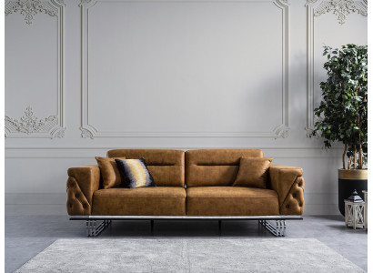 3-paikkainen sofa olohuoneen design-huonekalu moderni tyyli uusi ruskea luksus