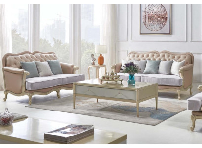 Beige Chesterfield-sohvasto 3+2-istuttava suunnittelija olohuoneen sohvasarja 2 kpl set